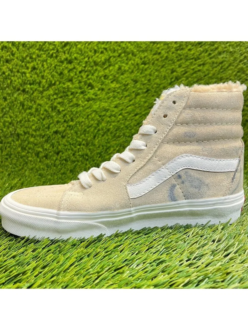 Vans Sk8 Hi Cozy Hug Biscotti Womens Size 5.5 Beige Athletic Skate Shoes Sneaker